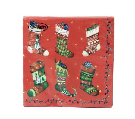 SERVILLETA TIFLAIR MEDIAS NAVIDEÑAS 33X33 CM