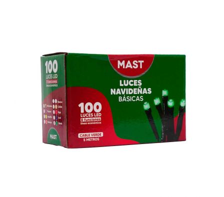 LUZ NAVIDEÑA LED 100 L VERDE 5 MTS