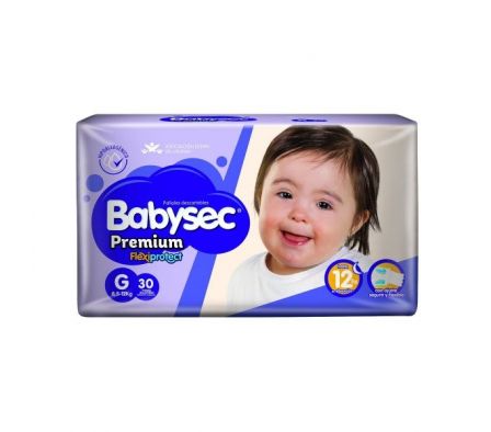 PAÑAL BABYSEC PREMIUM HIPER TAMAÑO G 30UN