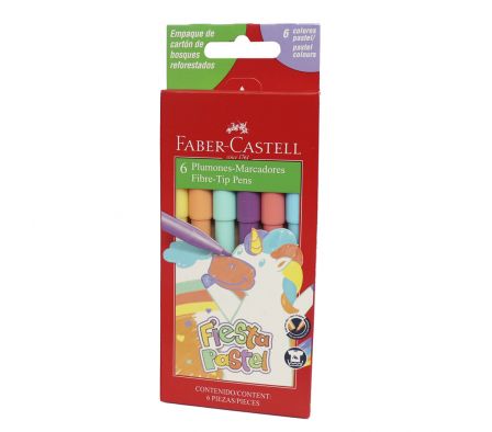 MARCADOR FABER FIESTA PASTELES ESTUCHE 6 UNDS