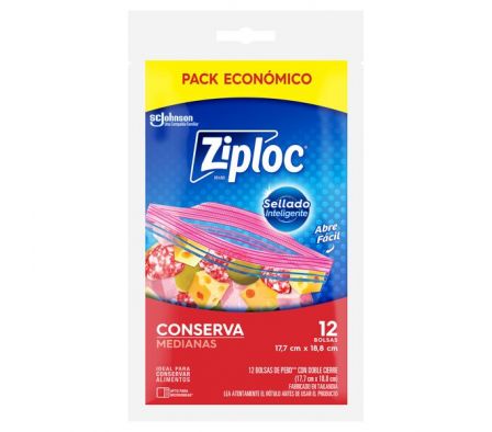 BOLSAS HERMETICAS ZIPLOC CONSERVA MEDIANA 12UNI