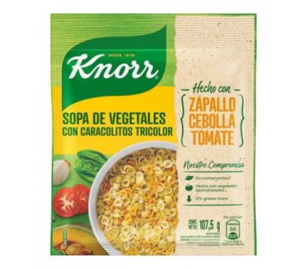 SOPA CREMA KNORR VEGETALE C/PAS TRICOLOR 107.5GR