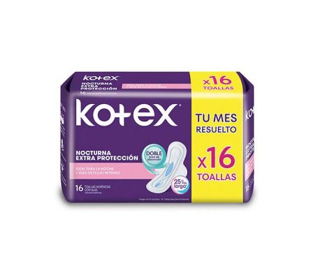 TOALLA HIGIENICA KOTEX NOCTURNO C/ALAS 16UN