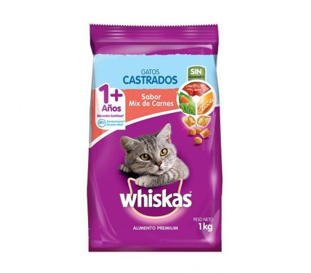 ALIM.P/GATO WHISKAS CASTRADOS CARNE X 1 KG MIX