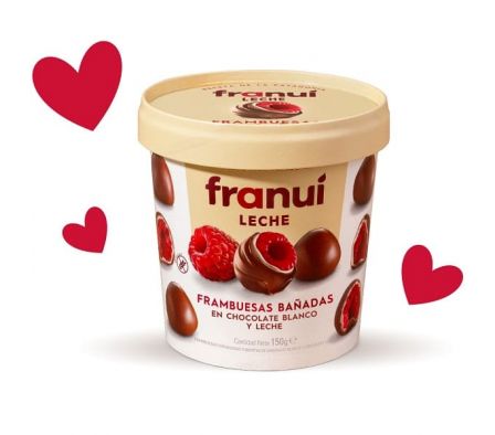 FRAMBUESAS FRANUI CON  CHOCOLATE Y LECHE 150 GR