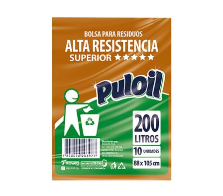 BOLSA PULOIL BASURA ALTA RESISTENCIA  N/200 LITROS