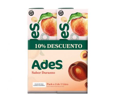 JUGO ADES DURAZNO 1 LT PACK X 2
