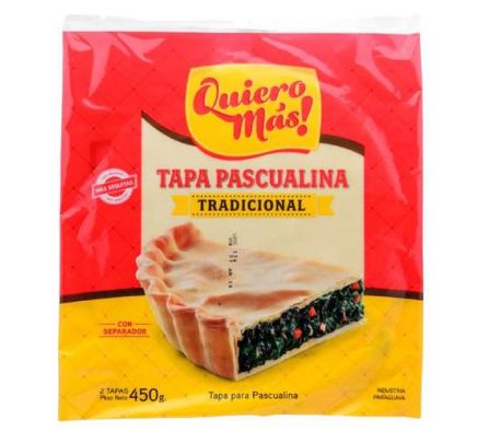 TAPA P/PASCUALINA QUIERO MAS BLANCA 2 UND