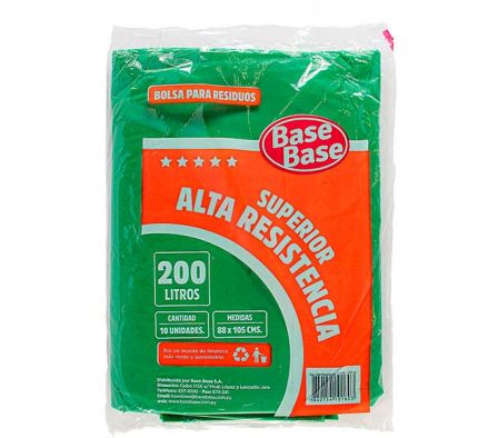 BOLSA P/RESIDUO BASE BASE SUPER ALTA RESIST.200 LT