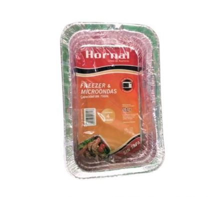 BANDEJA ALUMINIO HORNAL S/TAPA 750 ML X4