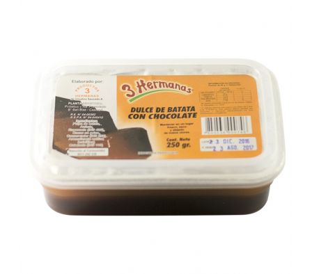 3 HERMANAS DULCE DE BATATA C/CHOCO ENV.PLAST250GR.