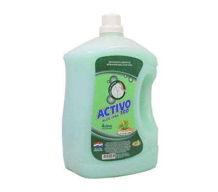 DETERGENTE ACTIVO 100 ALOE VERA BIDON 4 LT.