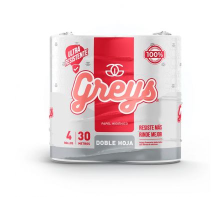 PAPEL HIGIENICO GREYS DOBLE HOJA 4.UN