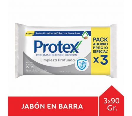 JABON TOCADOR PROTEX LIMPIEZA PROFUNDA 3X90 GRS