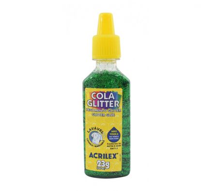 PEGAMENTO ACRILEX TUBO  GLITTER VERDE 23GR