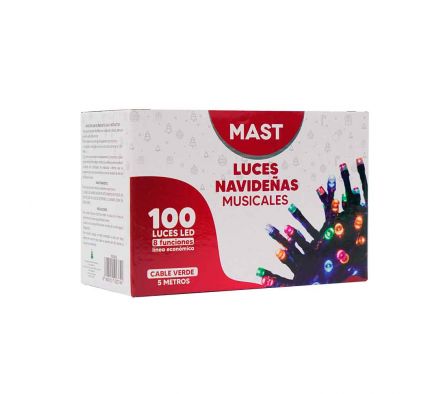 LUZ NAVIDEÑA 100 L 5MTS MULTICOLOR MUSICAL